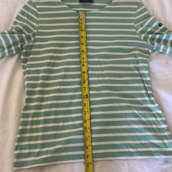 Saint James Green and White Striped Long Sleeve Shirt - Picture 15 of 16